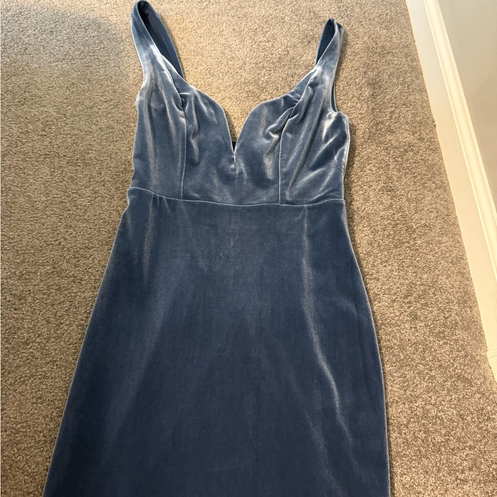 Elegant Blue Velvet Dress